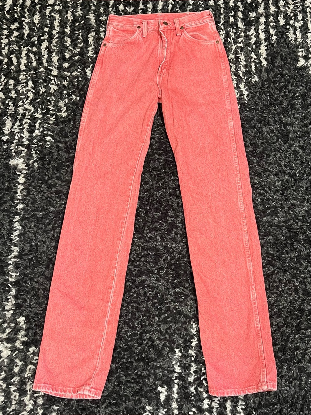 VTG Wrangler High Waisted Jeans Pink Salmon Coral Straight Leg 80s 90s